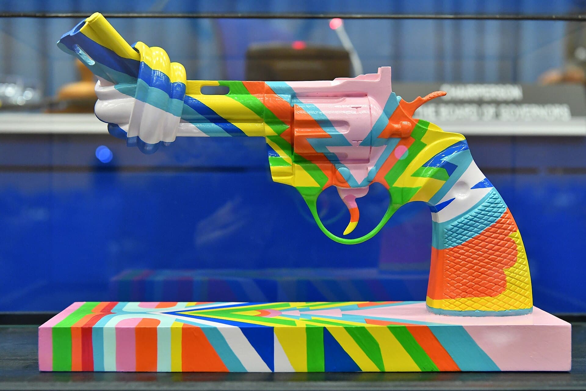 The Knotted Gun, a sculpture of a revolver with its barrel tied in a knot